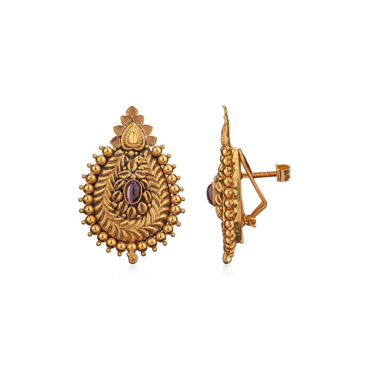 Sheesh Ornate Mural Gold Earrings