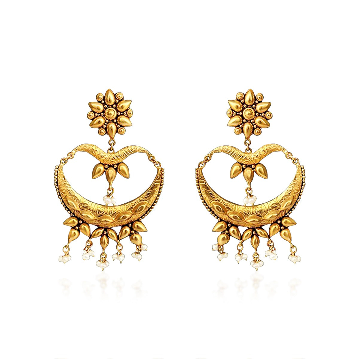 Crescent Pearl Gold Chandbali