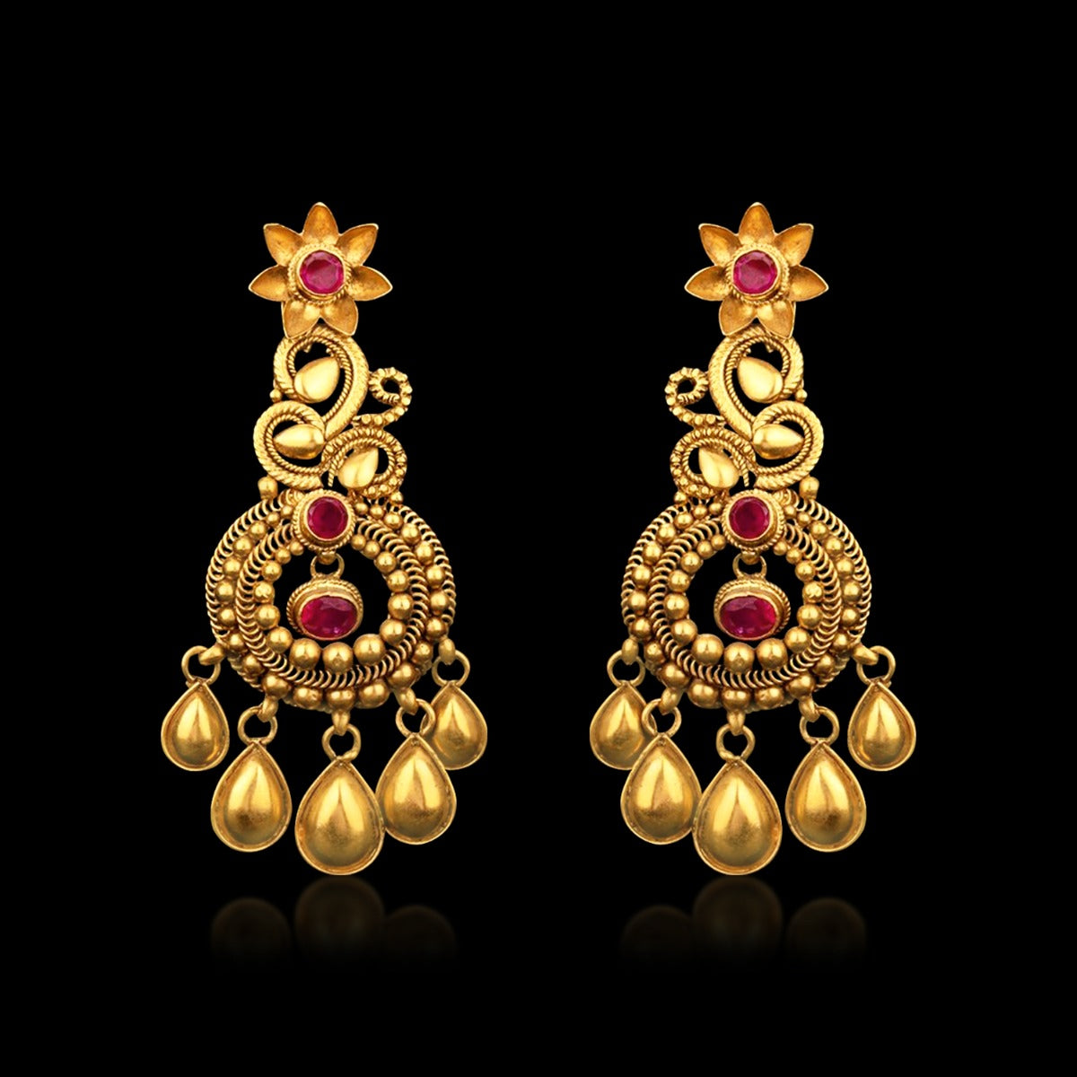 Classic Traditional Carve Gold Earrings