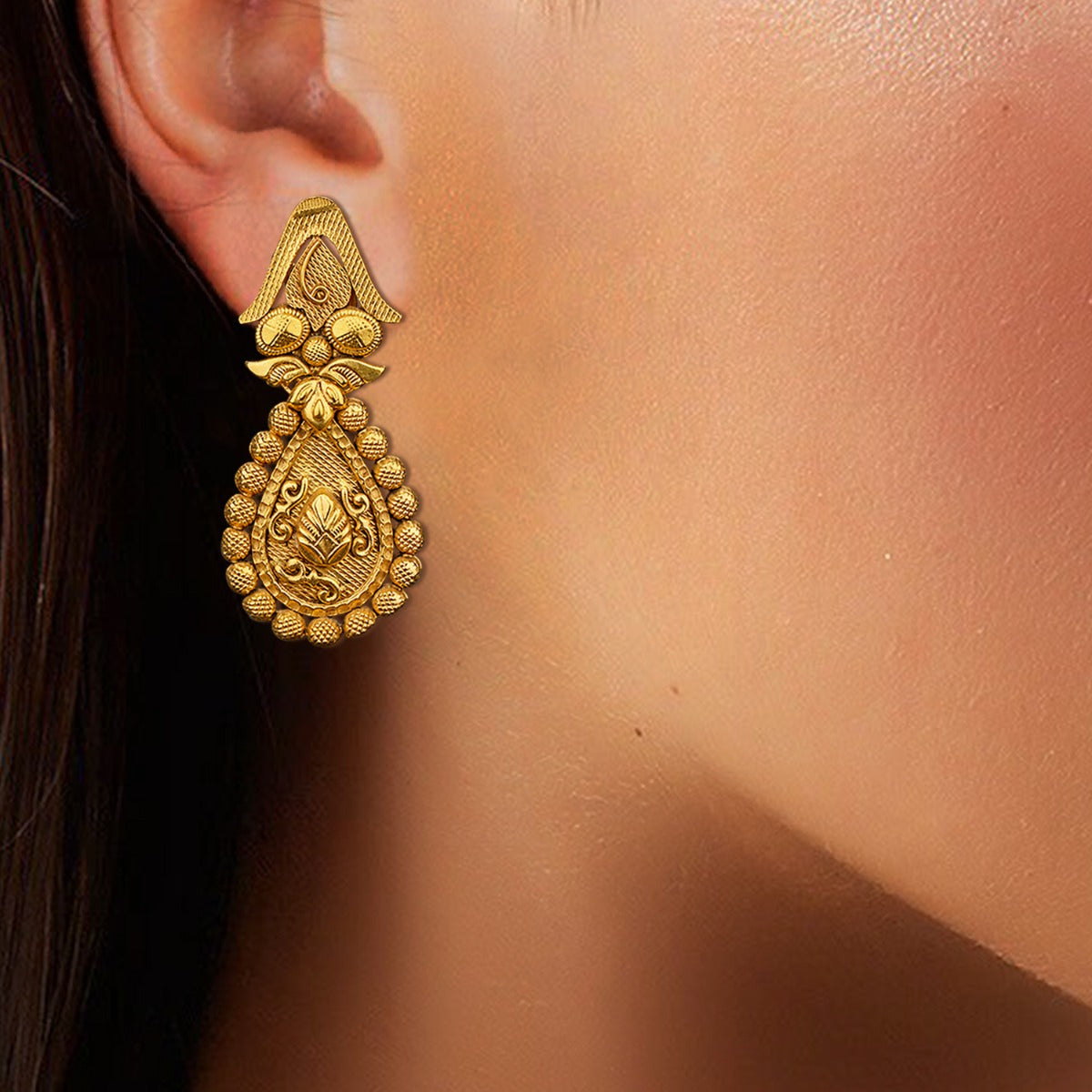 Temple Top Gold Earrings