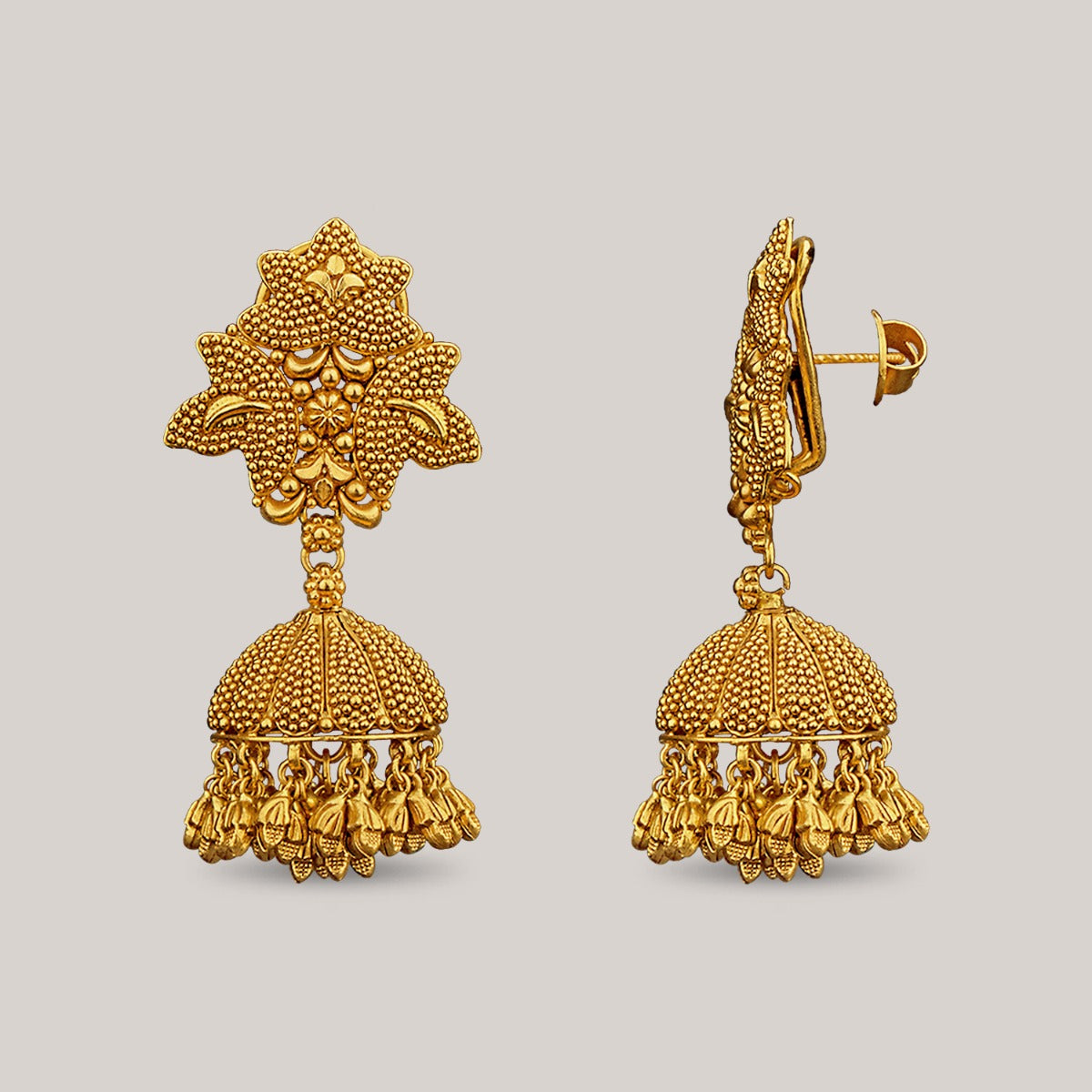 Dotted Leaf Gold Jhumka
