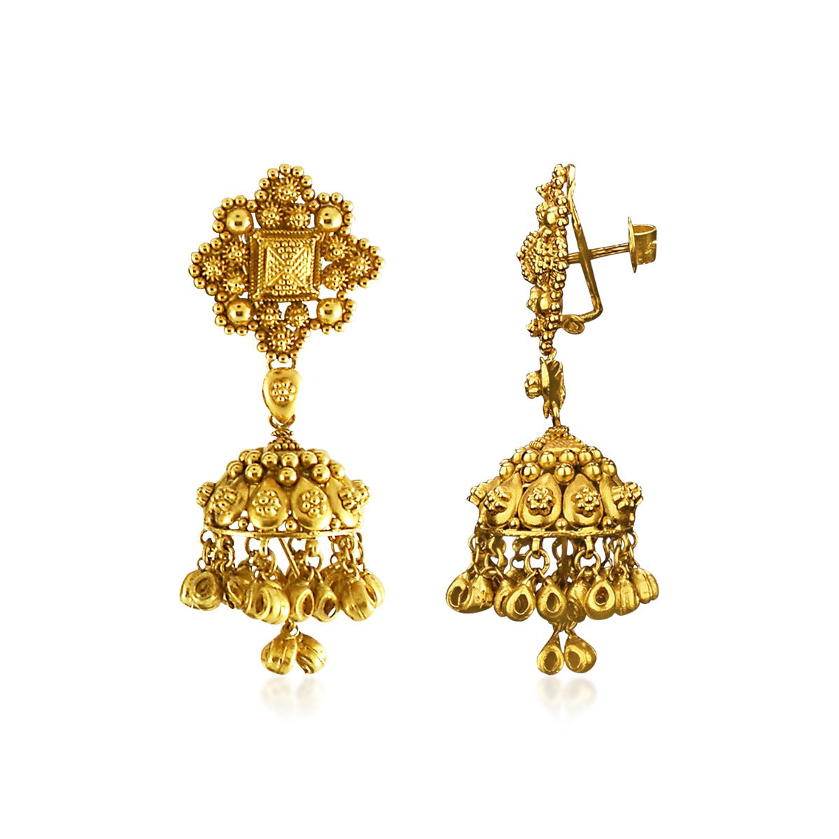 Floral Long Gold Jhumka