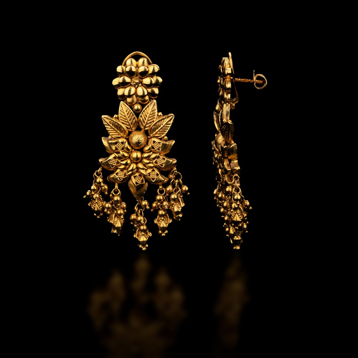 Temple Lotus Gold Earrings