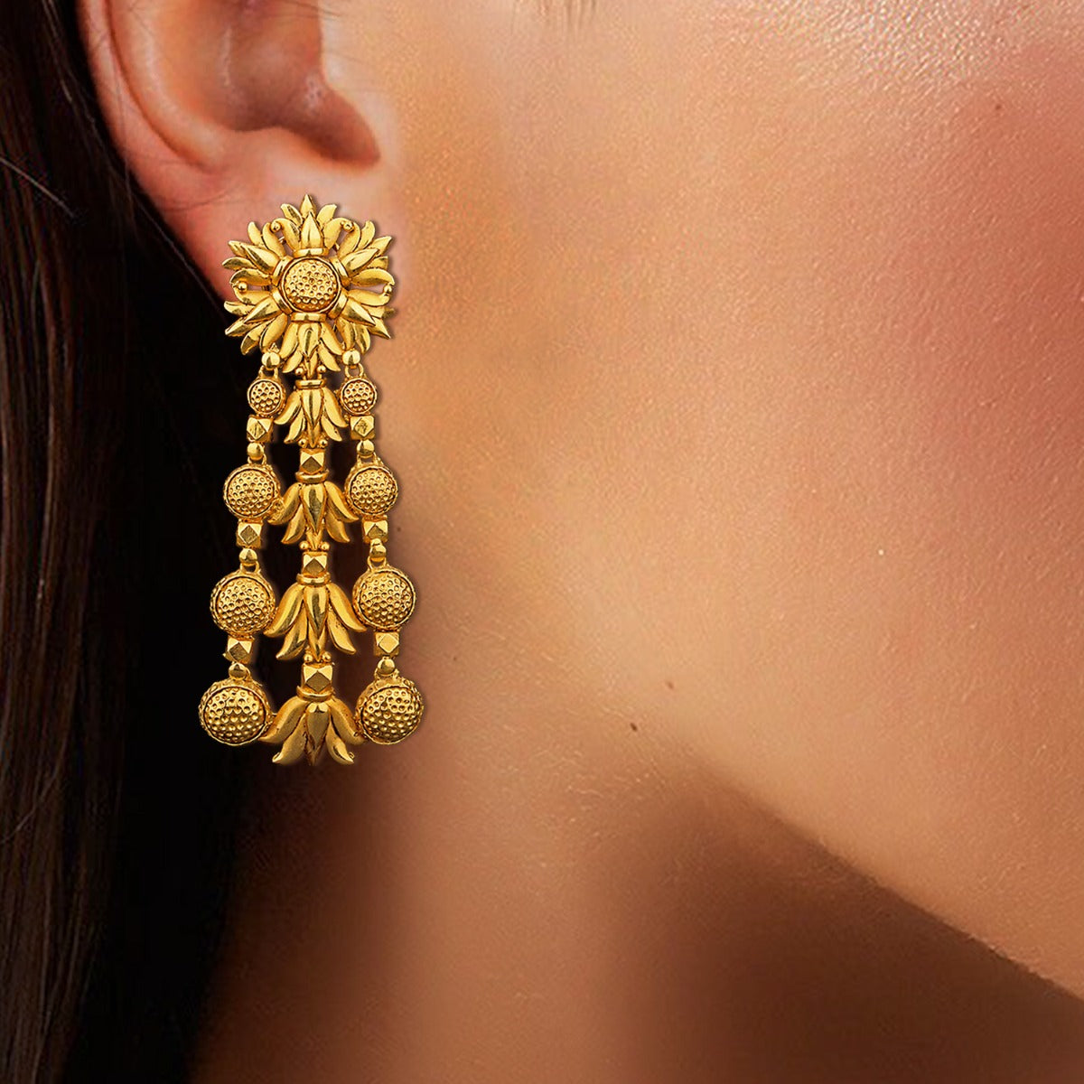 Stringed Gold Earrings