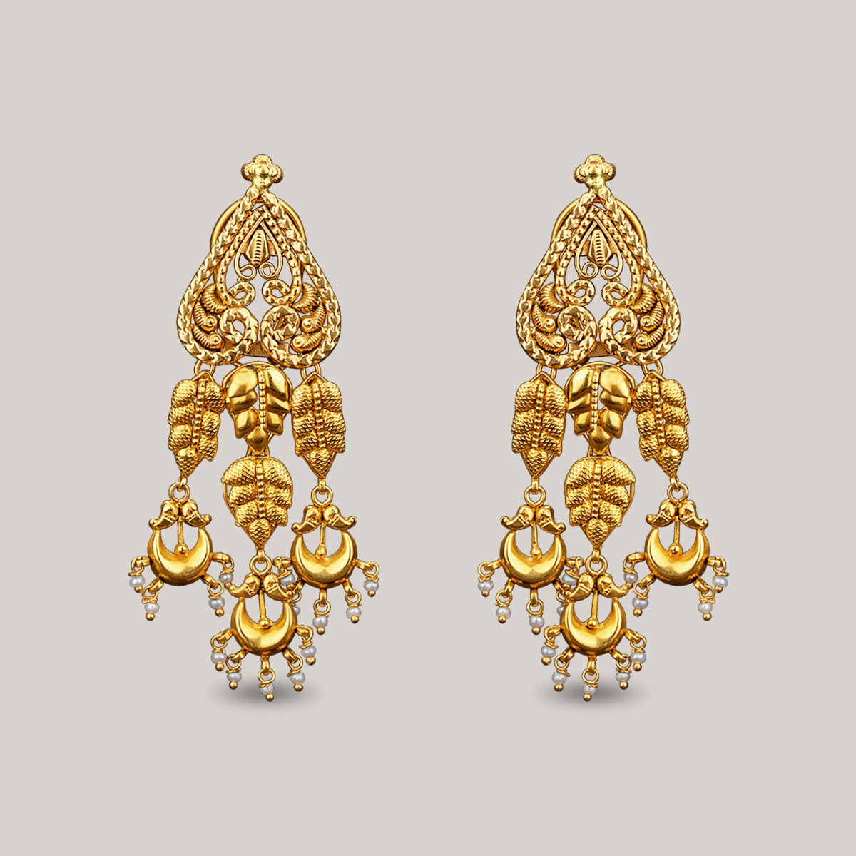 Inverted Leaf Gold Earrings
