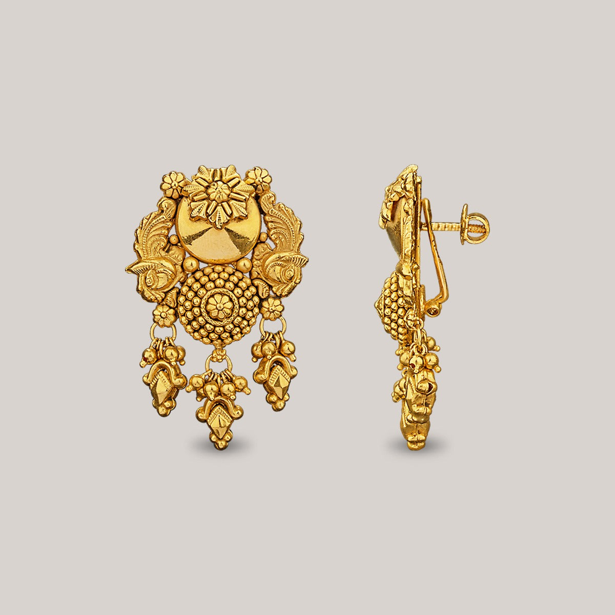 Sun Moon Gold Earrings
