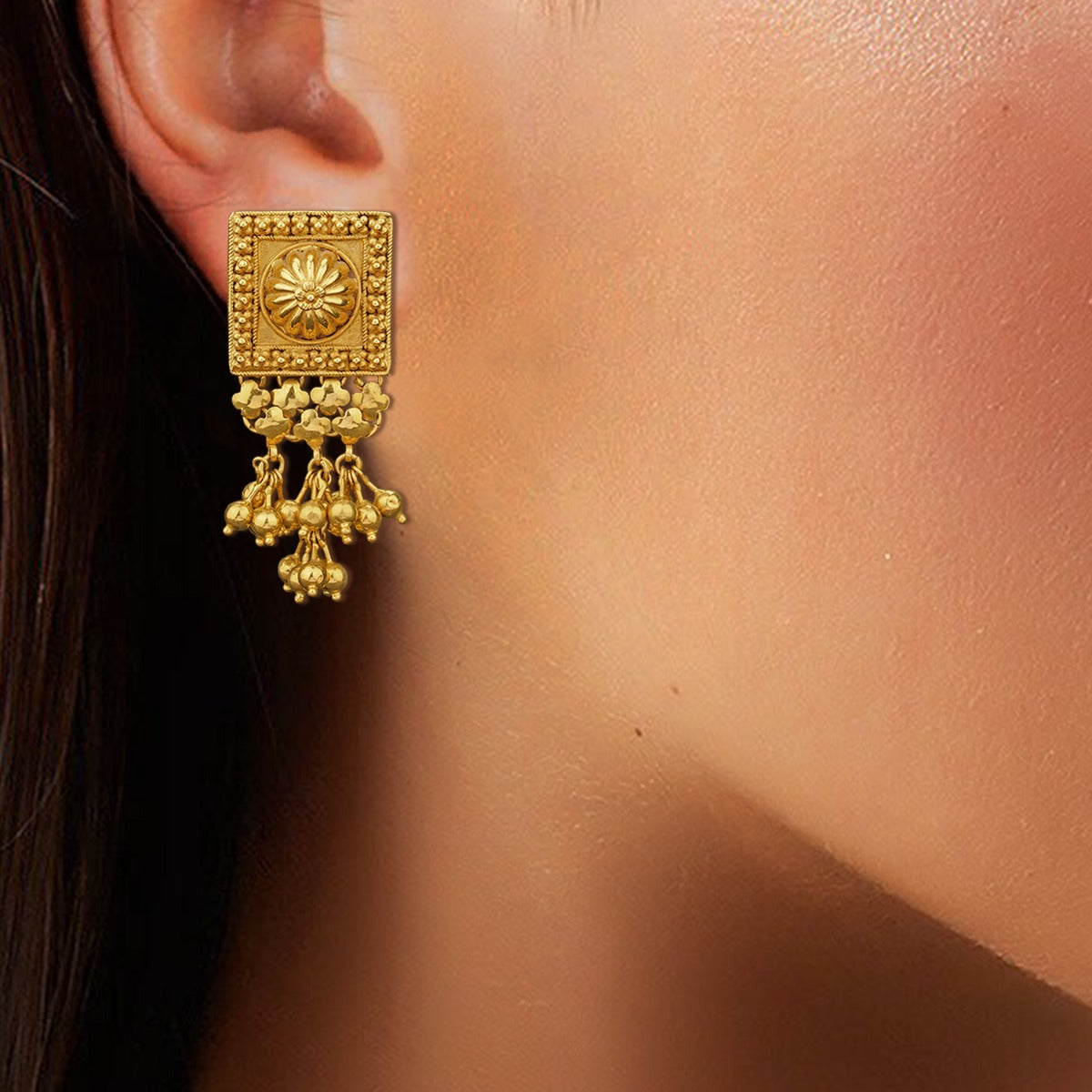 Square Plank Gold Earrings