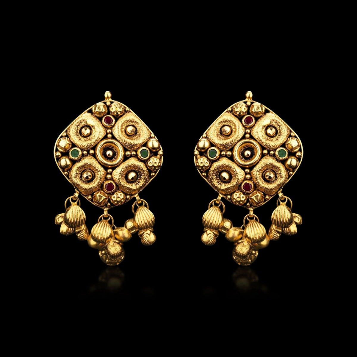 Four by Four Gold Earrings
