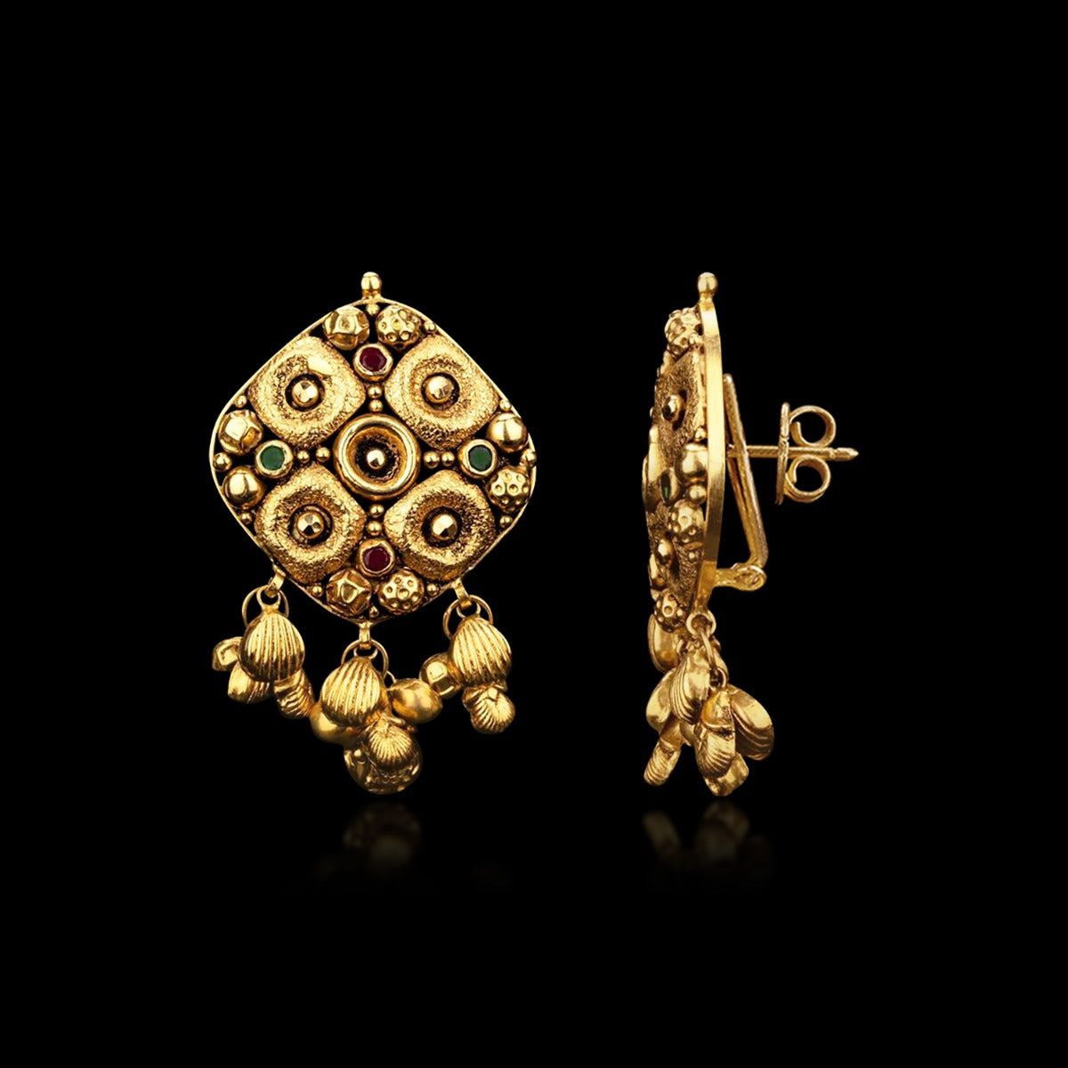 Four by Four Gold Earrings
