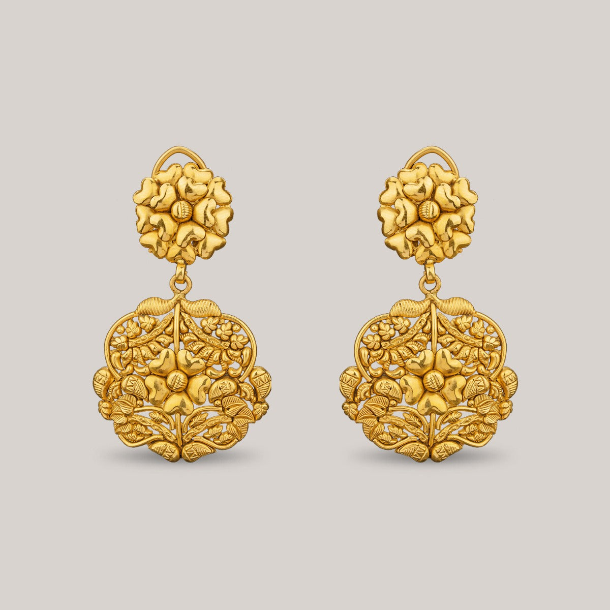 Cute Serene Hearts Gold Earrings