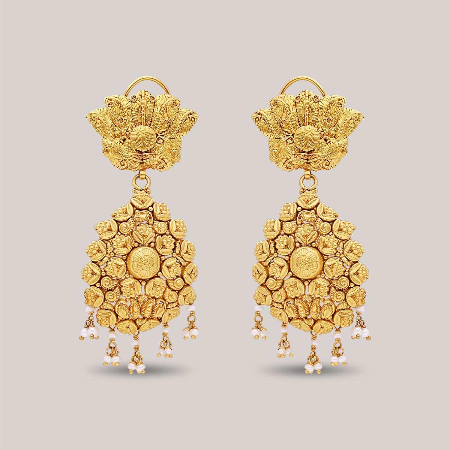 Floral Cluster Gold Earrings