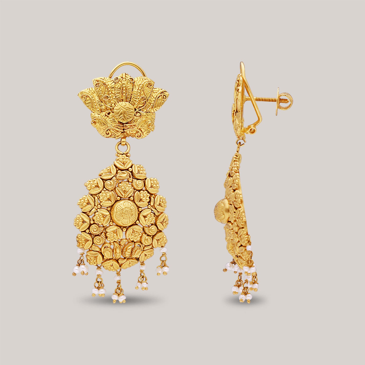 Floral Cluster Gold Earrings