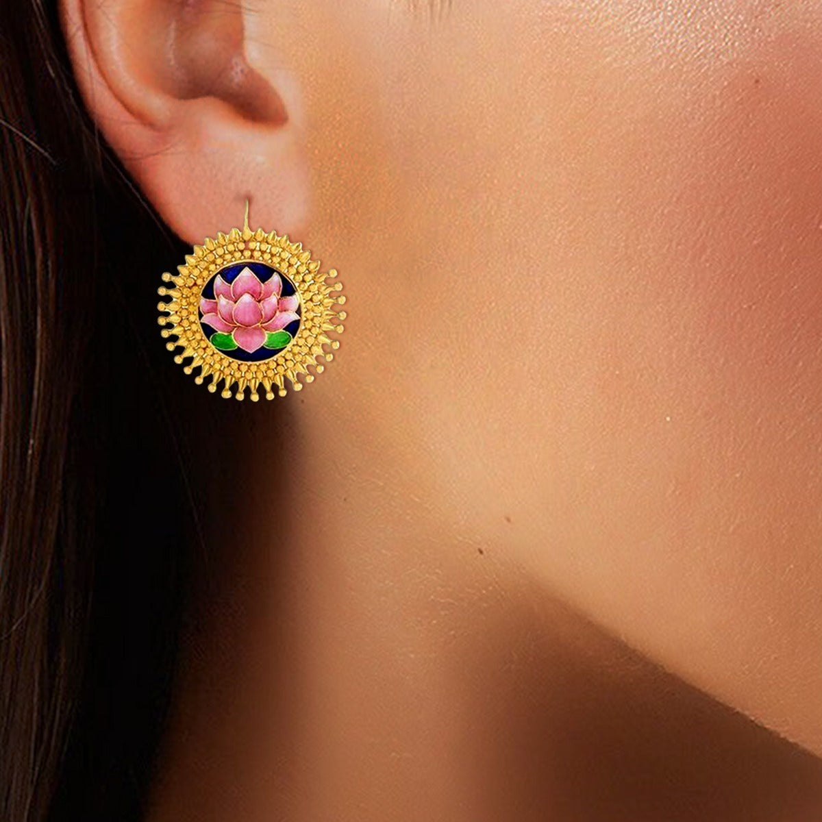 Dal Lake Inspired Gold Earrings