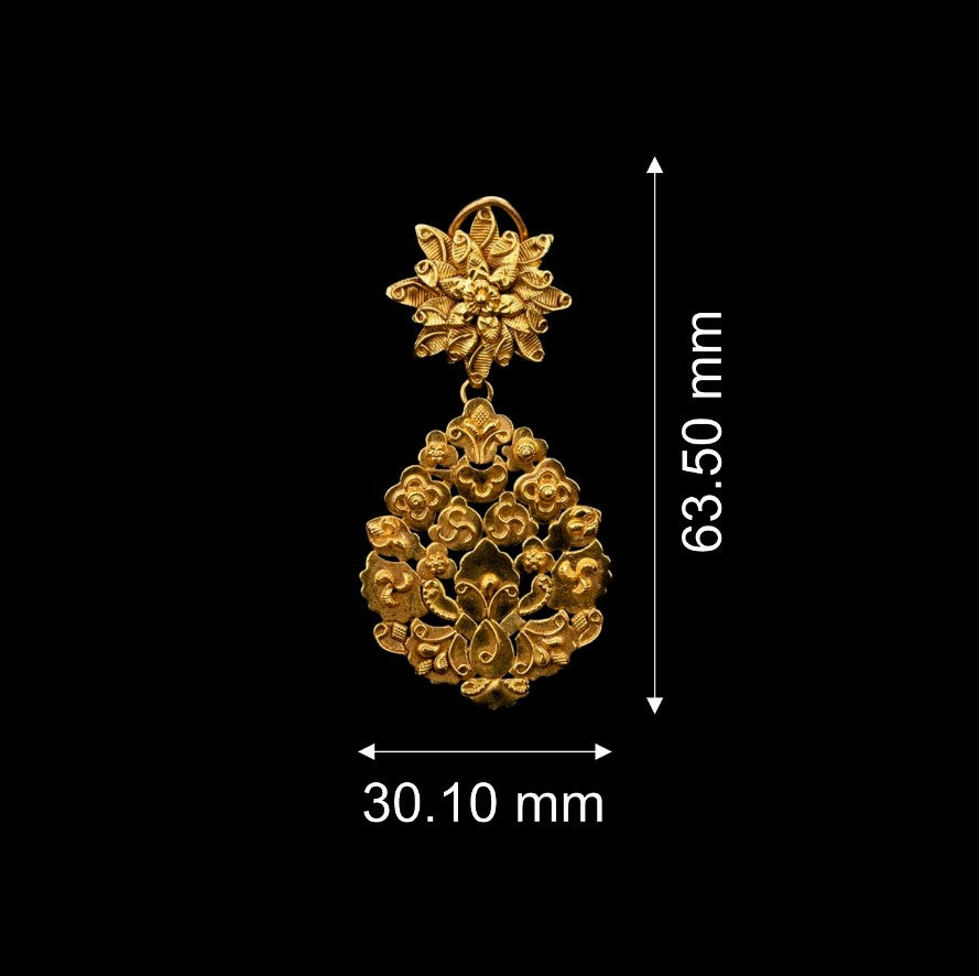 Temple Motif Gold Earrings