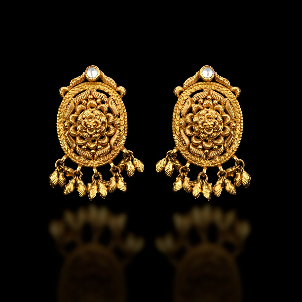 Oval Planetary Gold Earrings