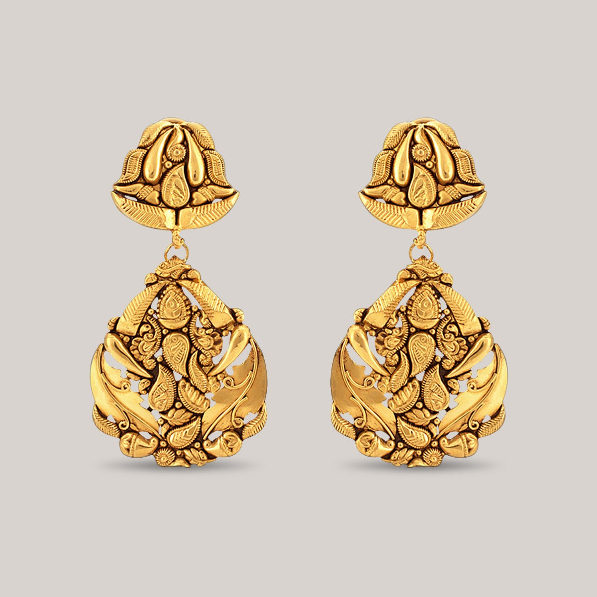 Paisley Motif Gold Earrings