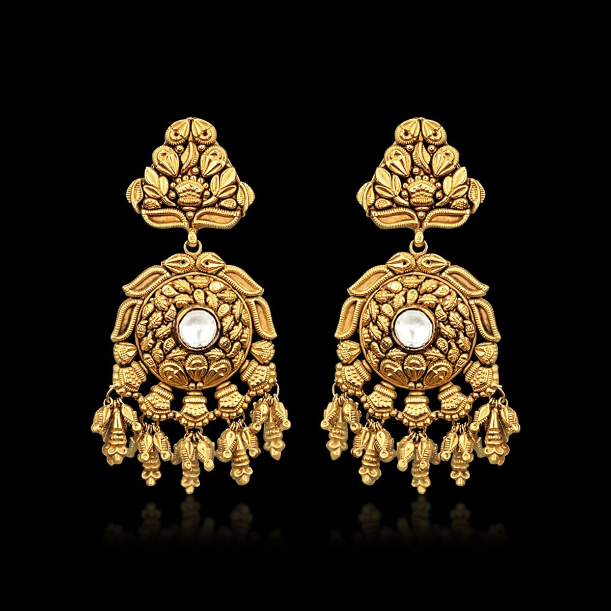 Classic Leaves Motif Gold Earrings