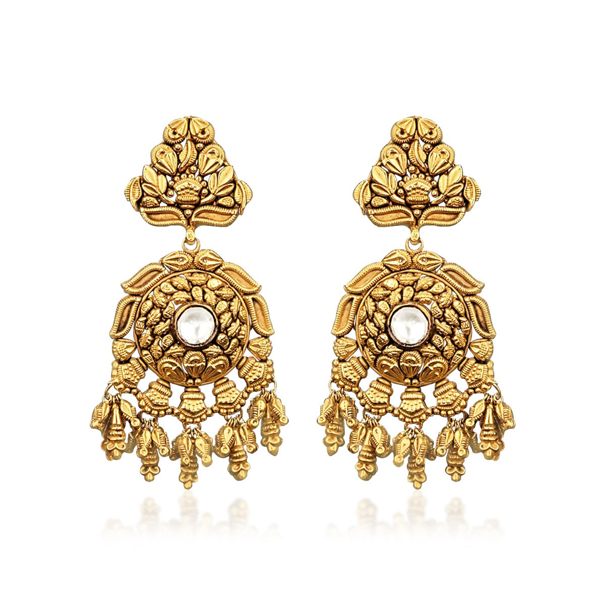 Classic Leaves Motif Gold Earrings