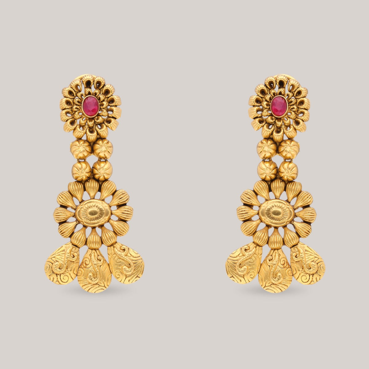 Red Frock Gold Earrings