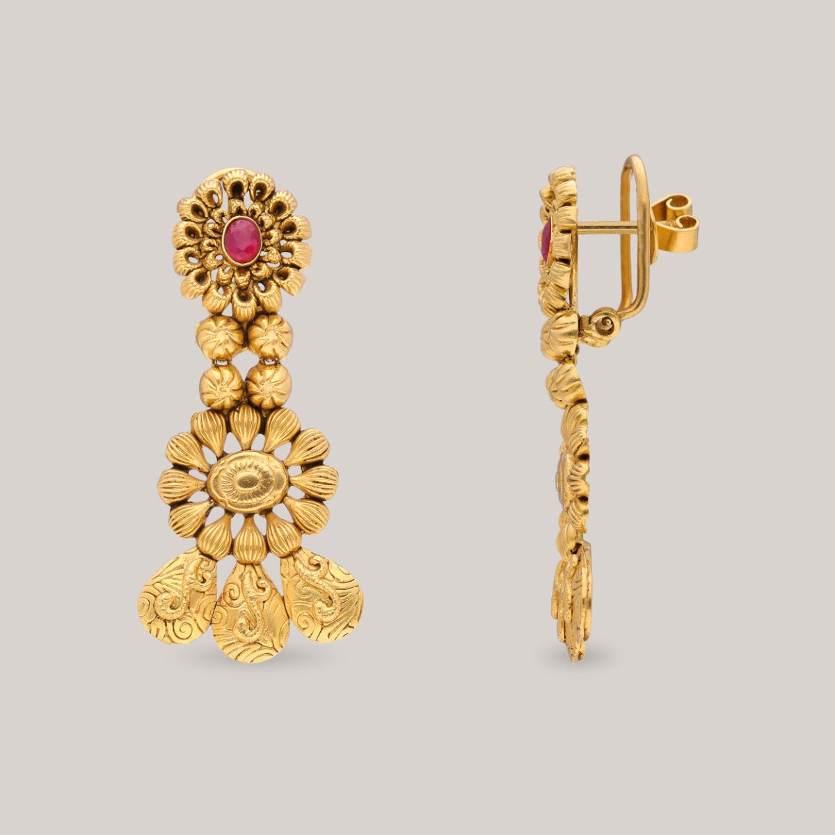 Red Frock Gold Earrings