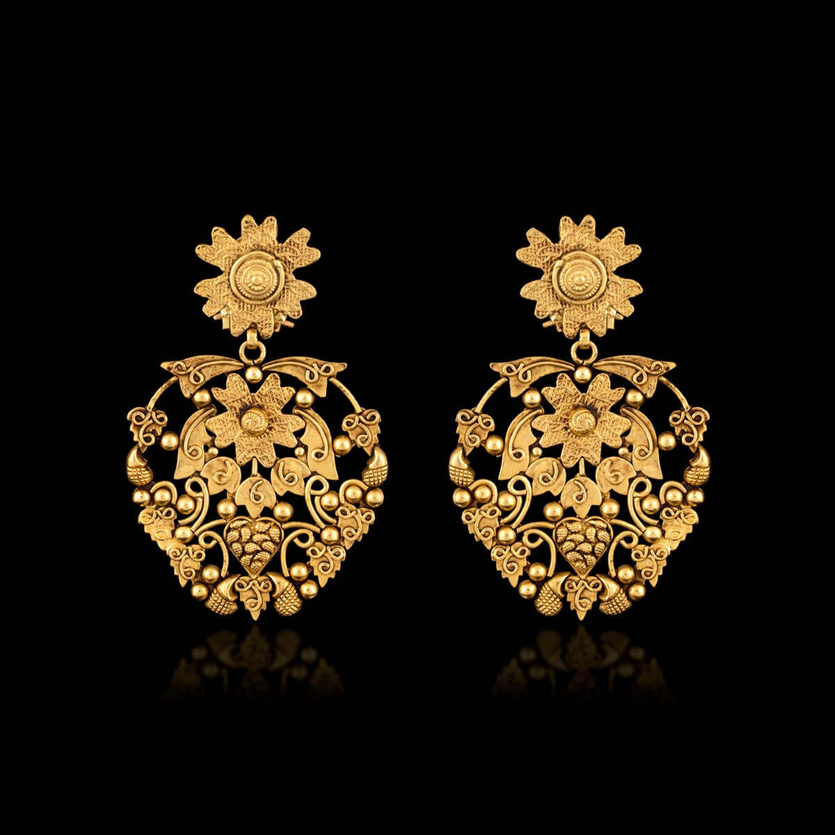 Ber Root Flower Gold Earrings