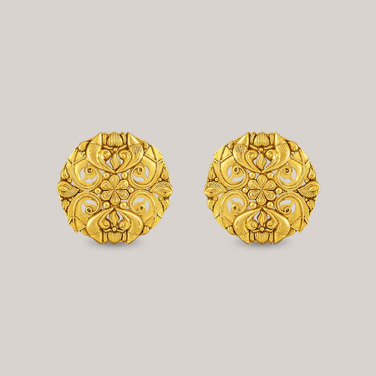 Framed Leaf Gold Earrings