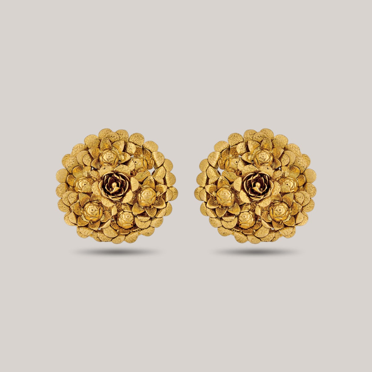 Concave Floral Gold Earrings