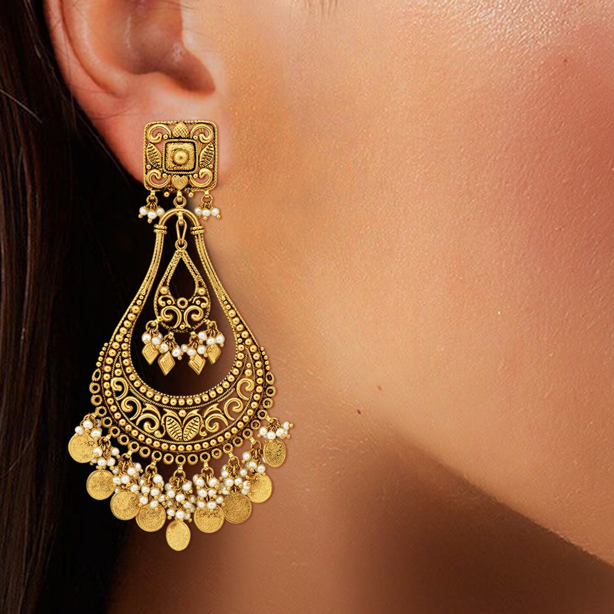 Elegant Long Gold Chandbali