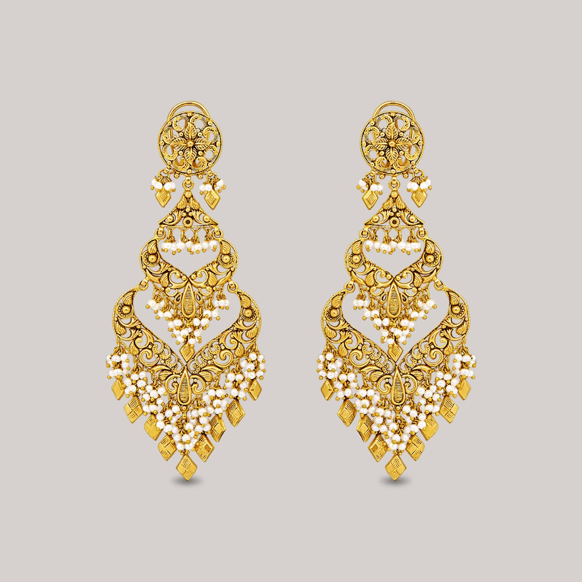 Three Layered Gold Earrings