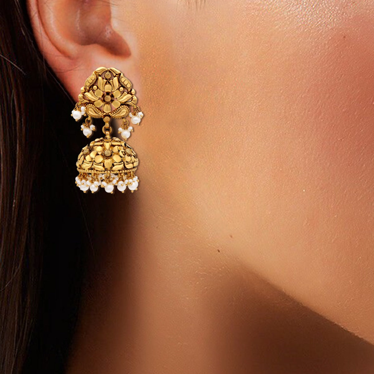 Timeless Floral Gold Jhumka