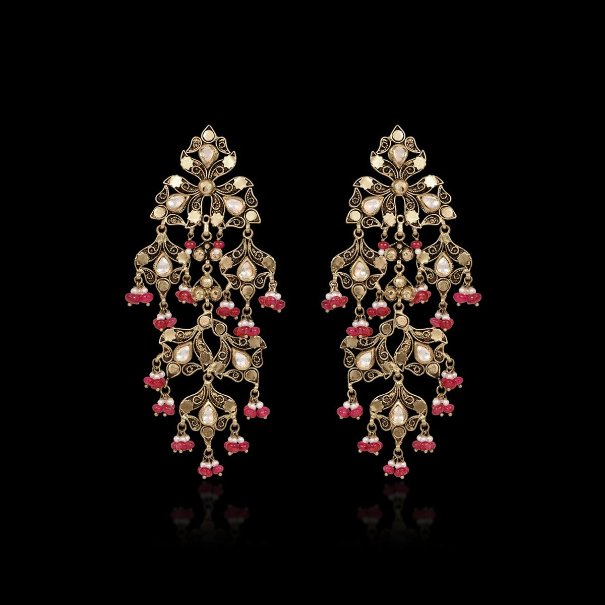 Inverted Tree Branc Gold Earrings