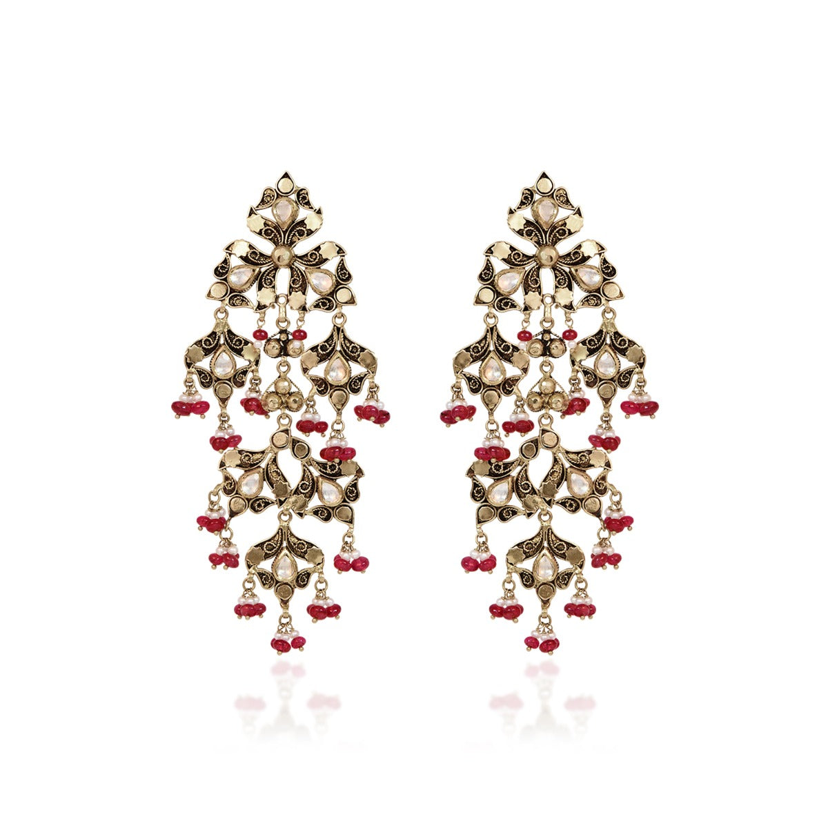 Inverted Tree Branc Gold Earrings