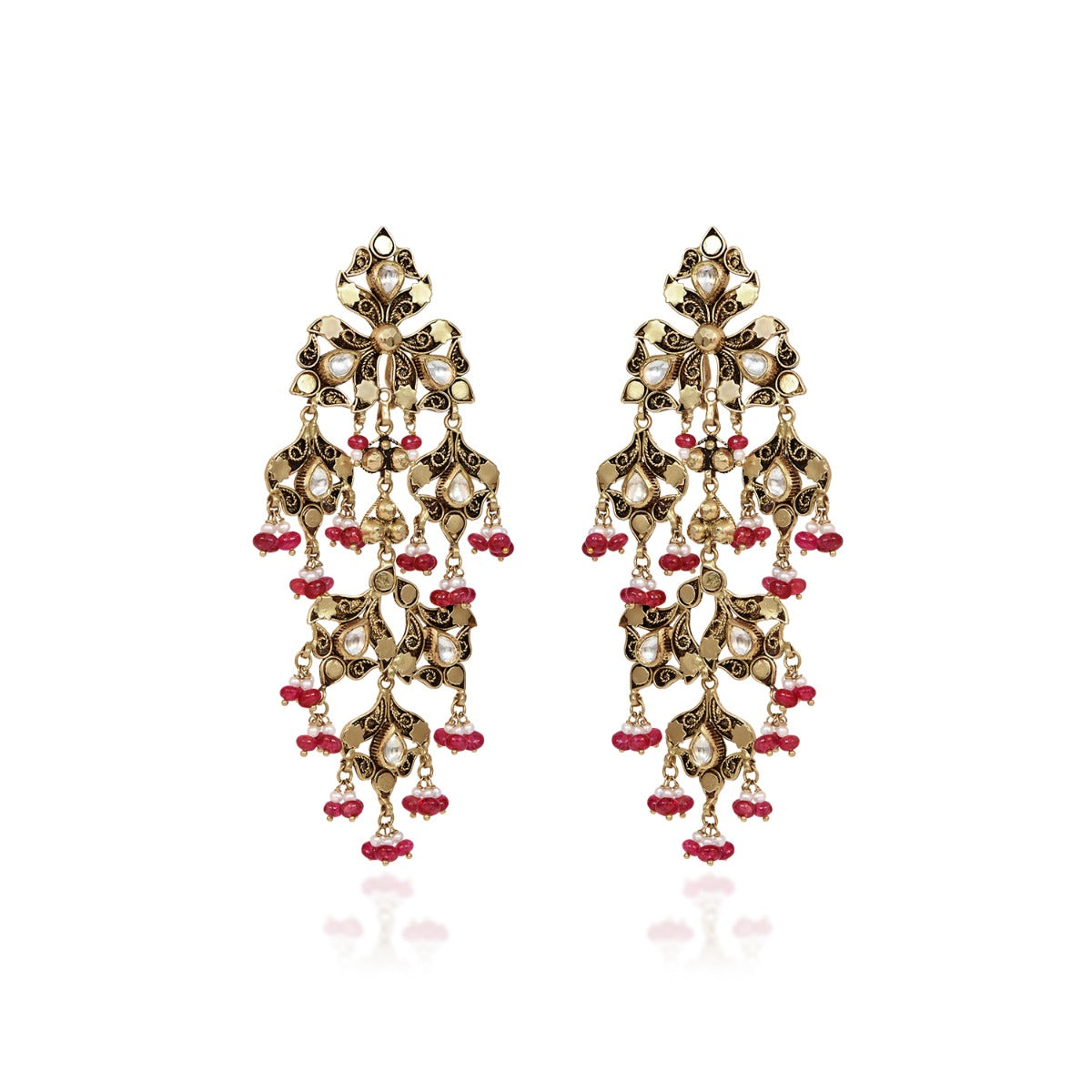 Inverted Tree Branc Gold Earrings
