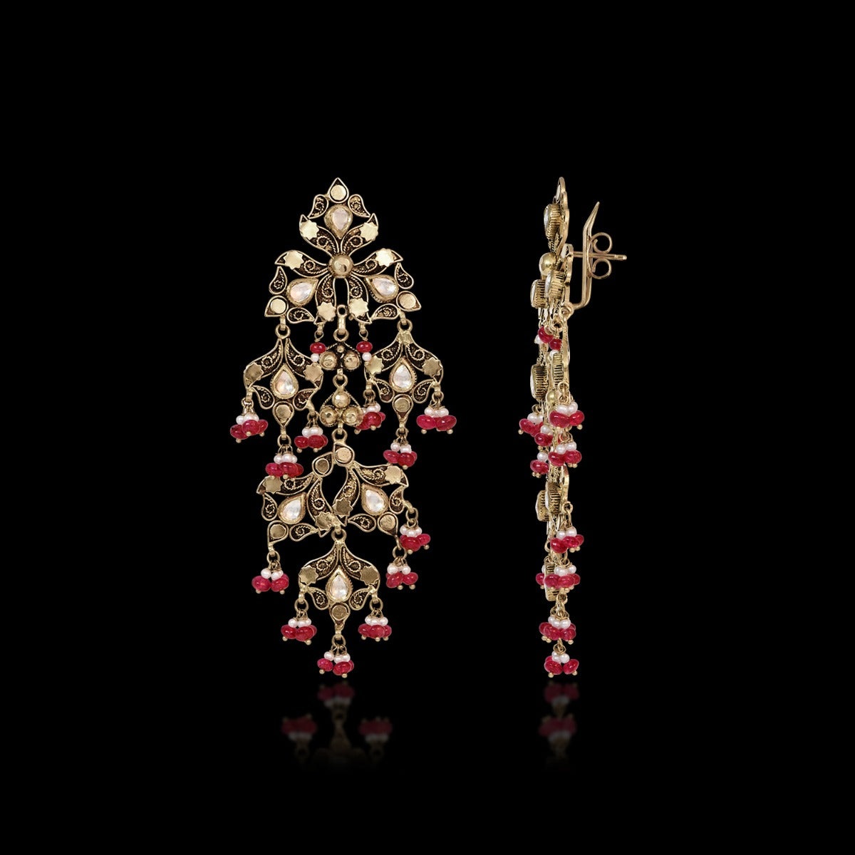 Inverted Tree Branc Gold Earrings