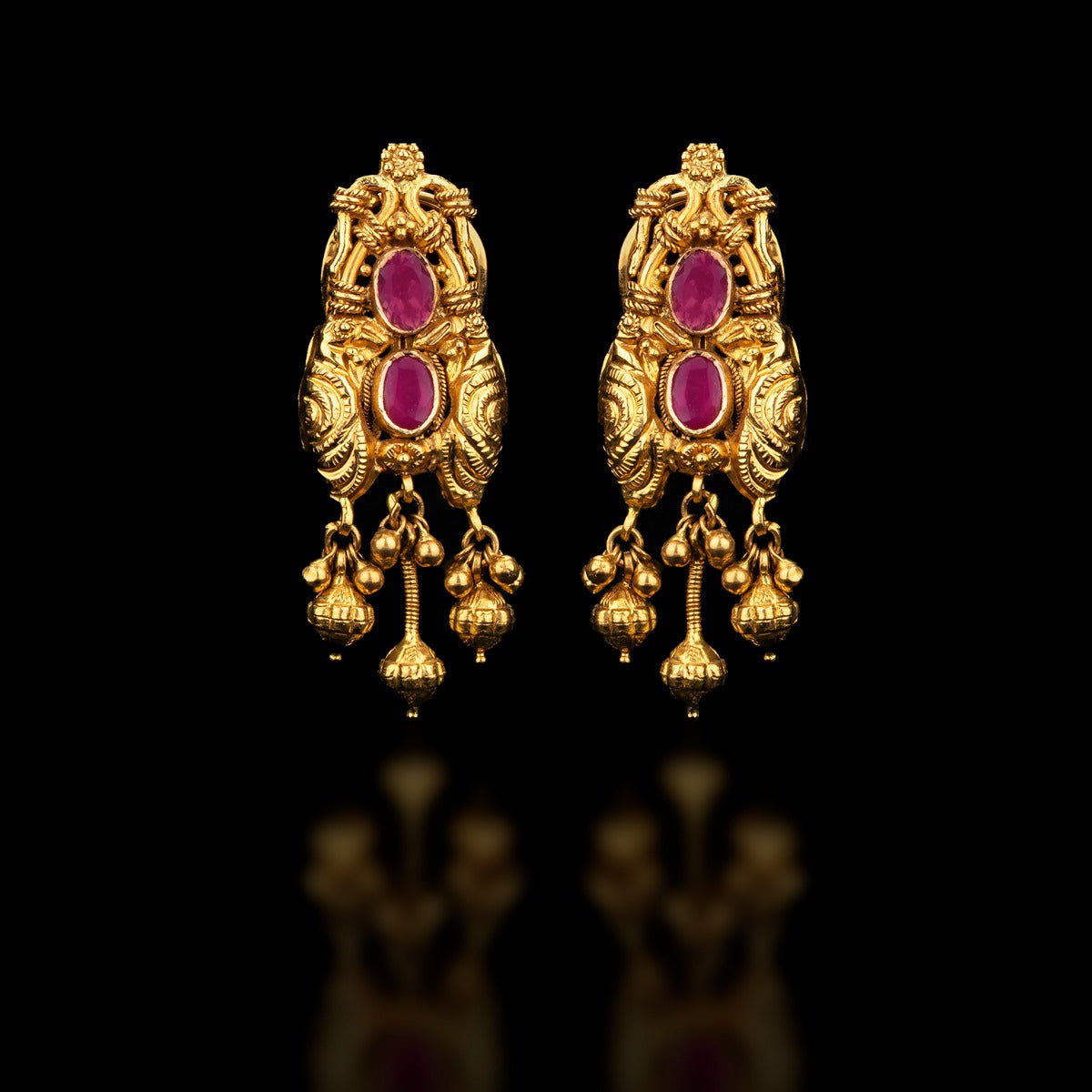 Pink Abstract Gold Earrings