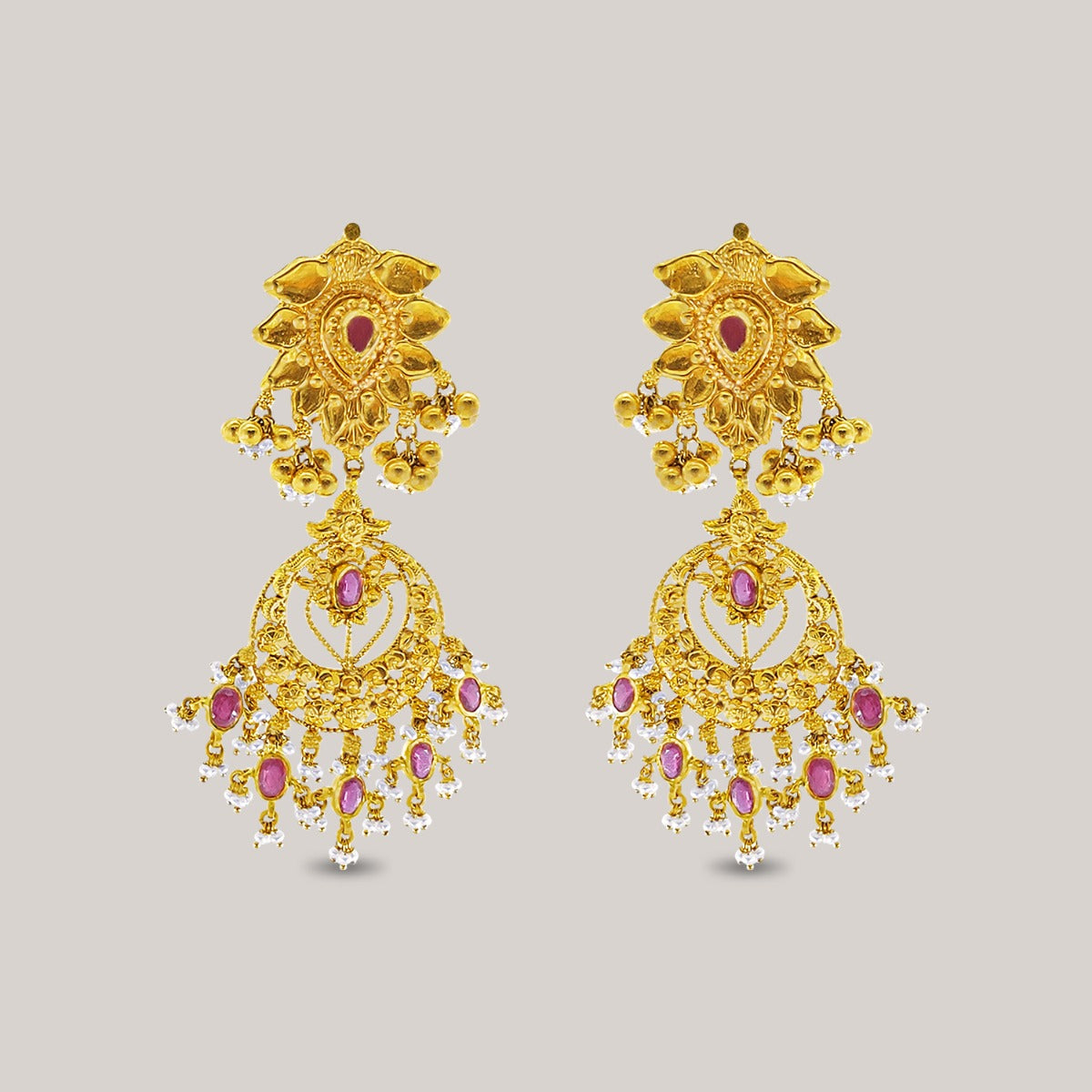 Pink Punch Gold Earrings