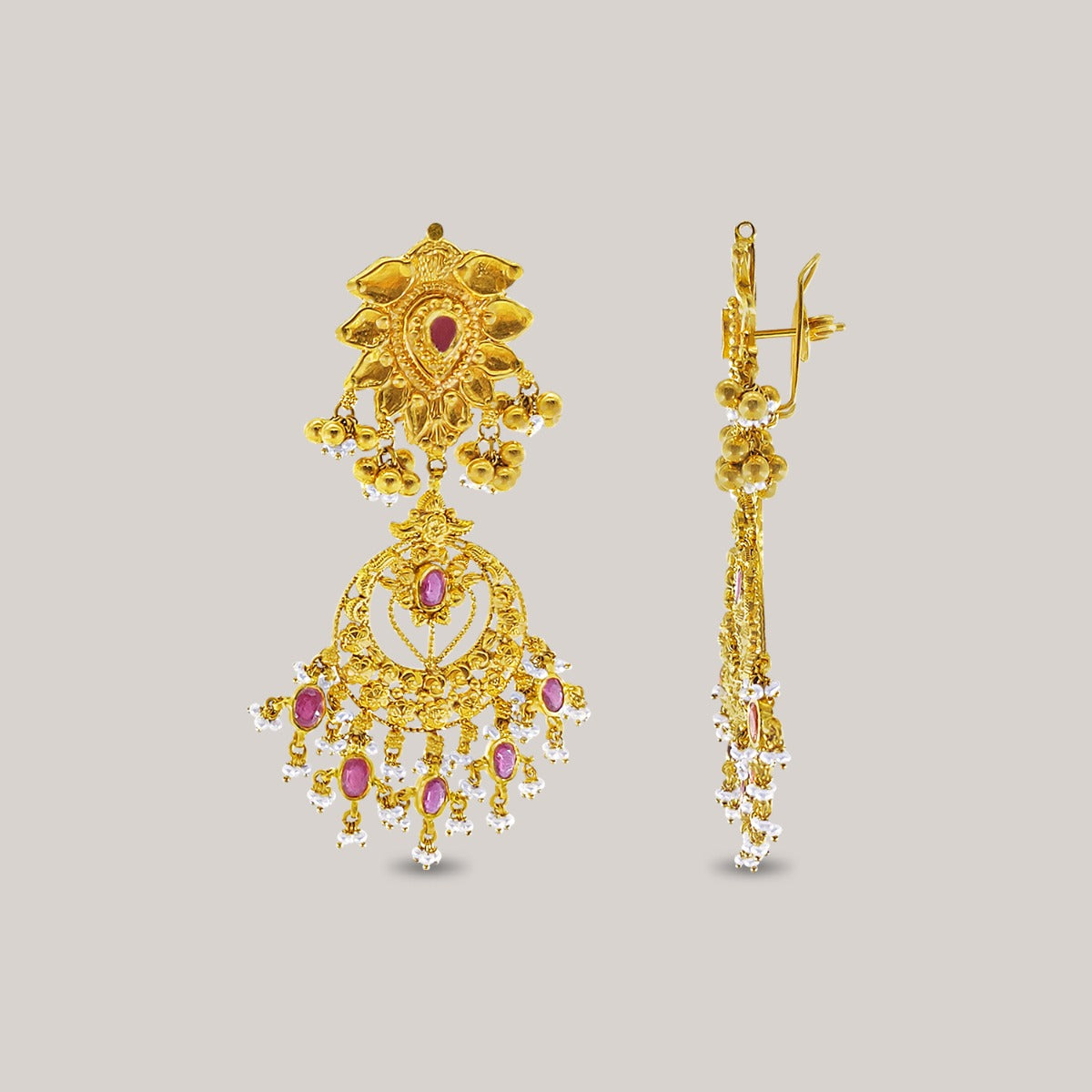 Pink Punch Gold Earrings