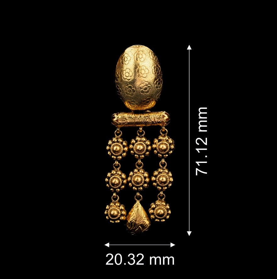 Floral Carving Gold Earrings