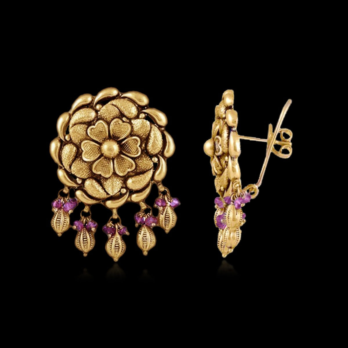 Wax Begonia Gold Earrings