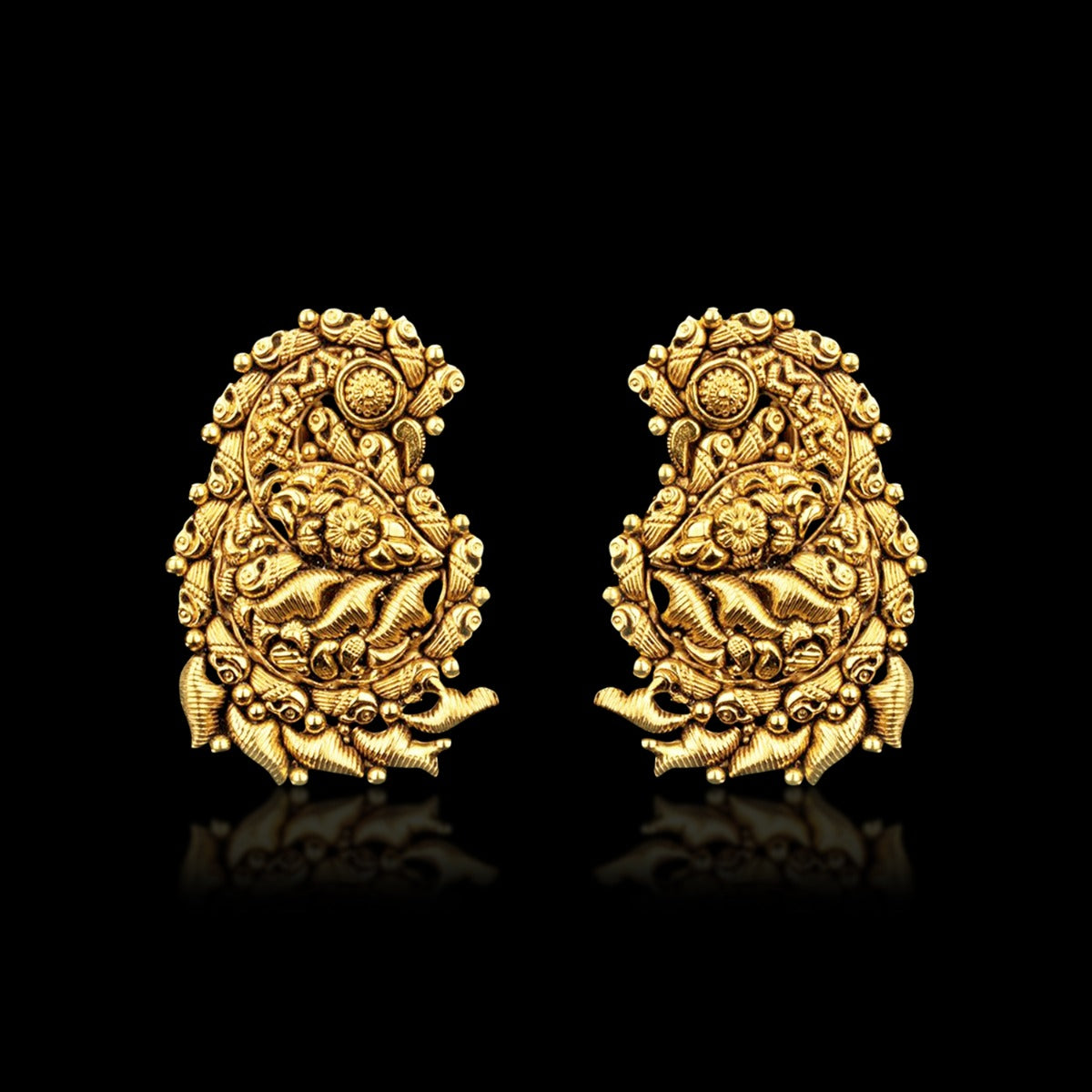 Spiral Motif Gold Earrings