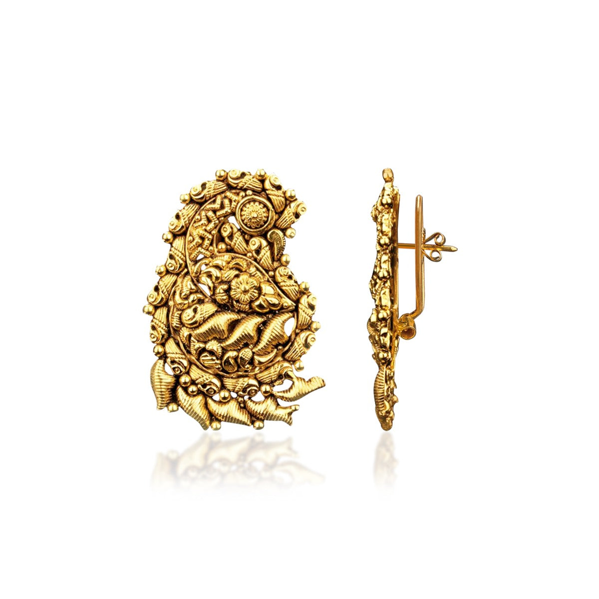 Spiral Motif Gold Earrings