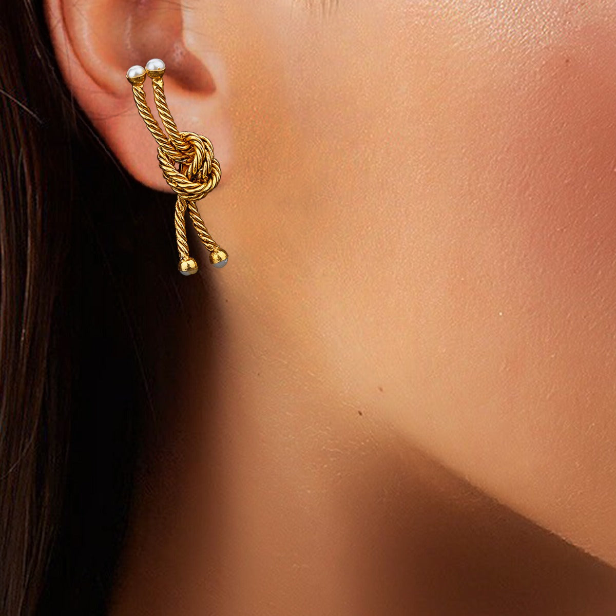 Single Knotted Gold Earrings