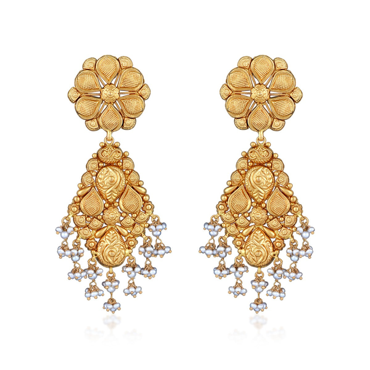 Paddle Flower Gold Earrings