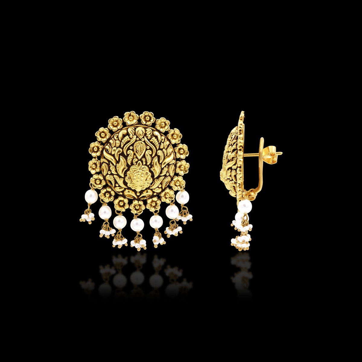 Spiral Dew Gold Earrings