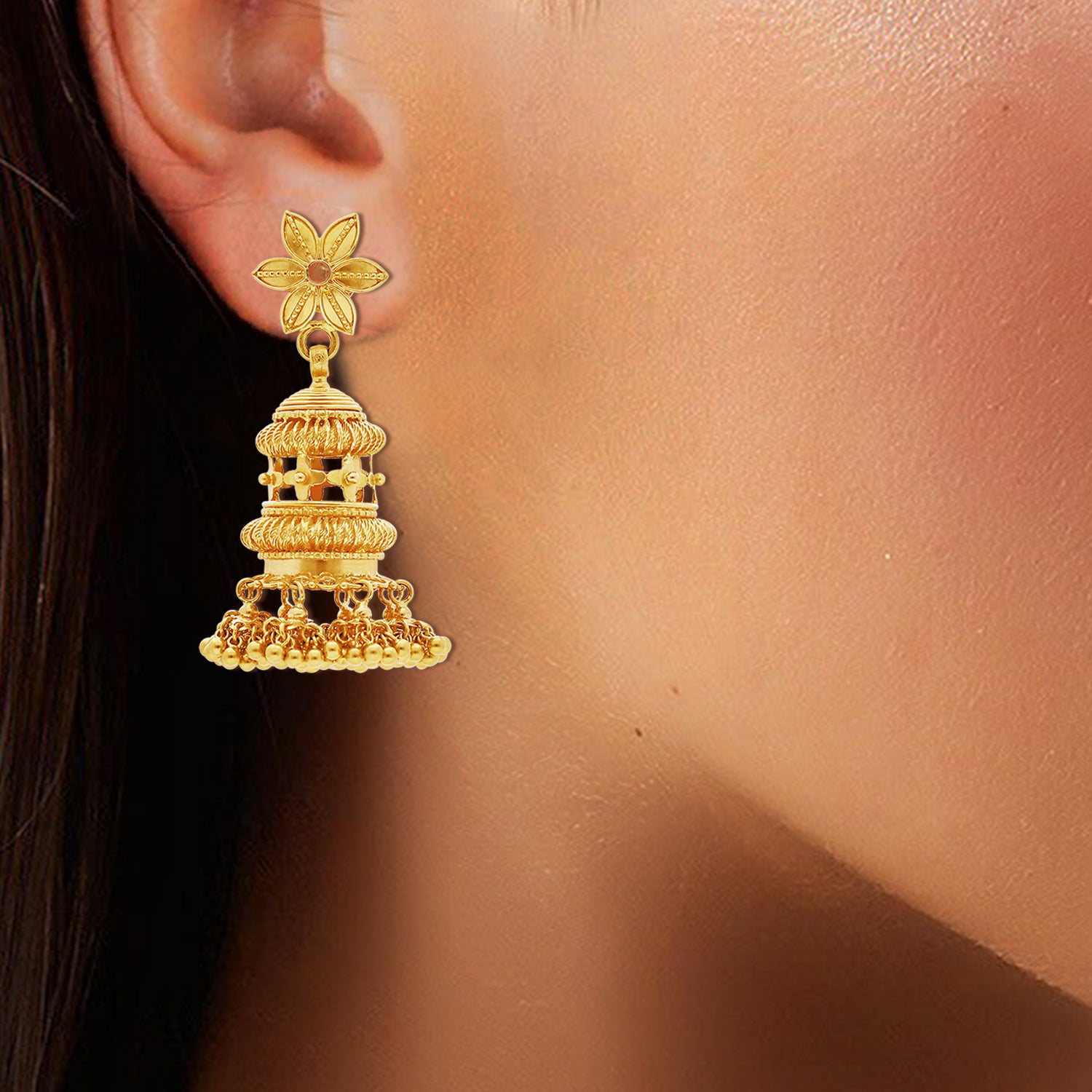 Bloom Tassel Gold Earrings