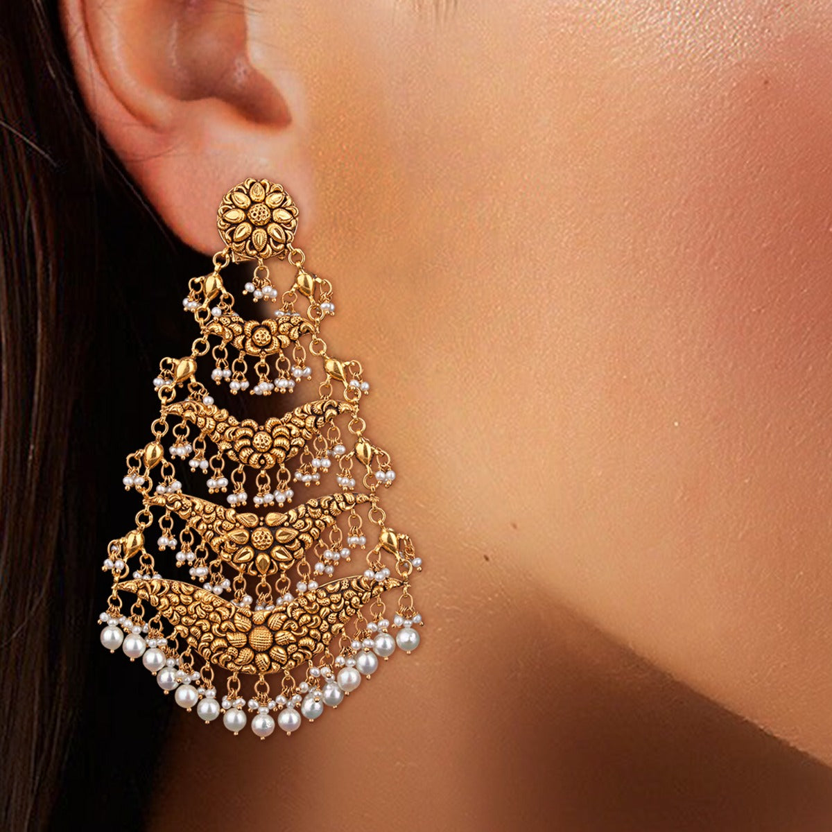 Dainty Fountain Gold Earrings