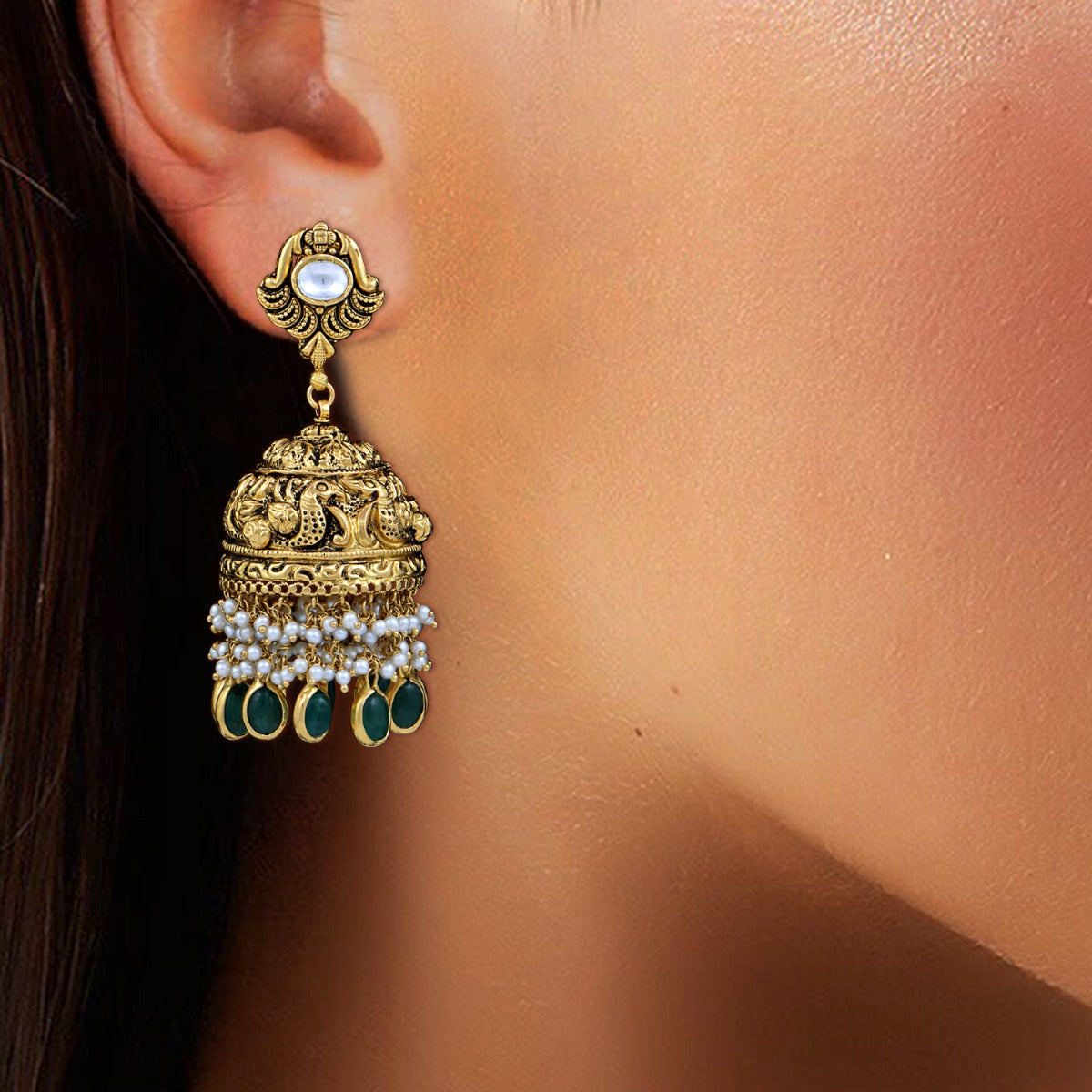 Harit Ratna Gold Jhumka