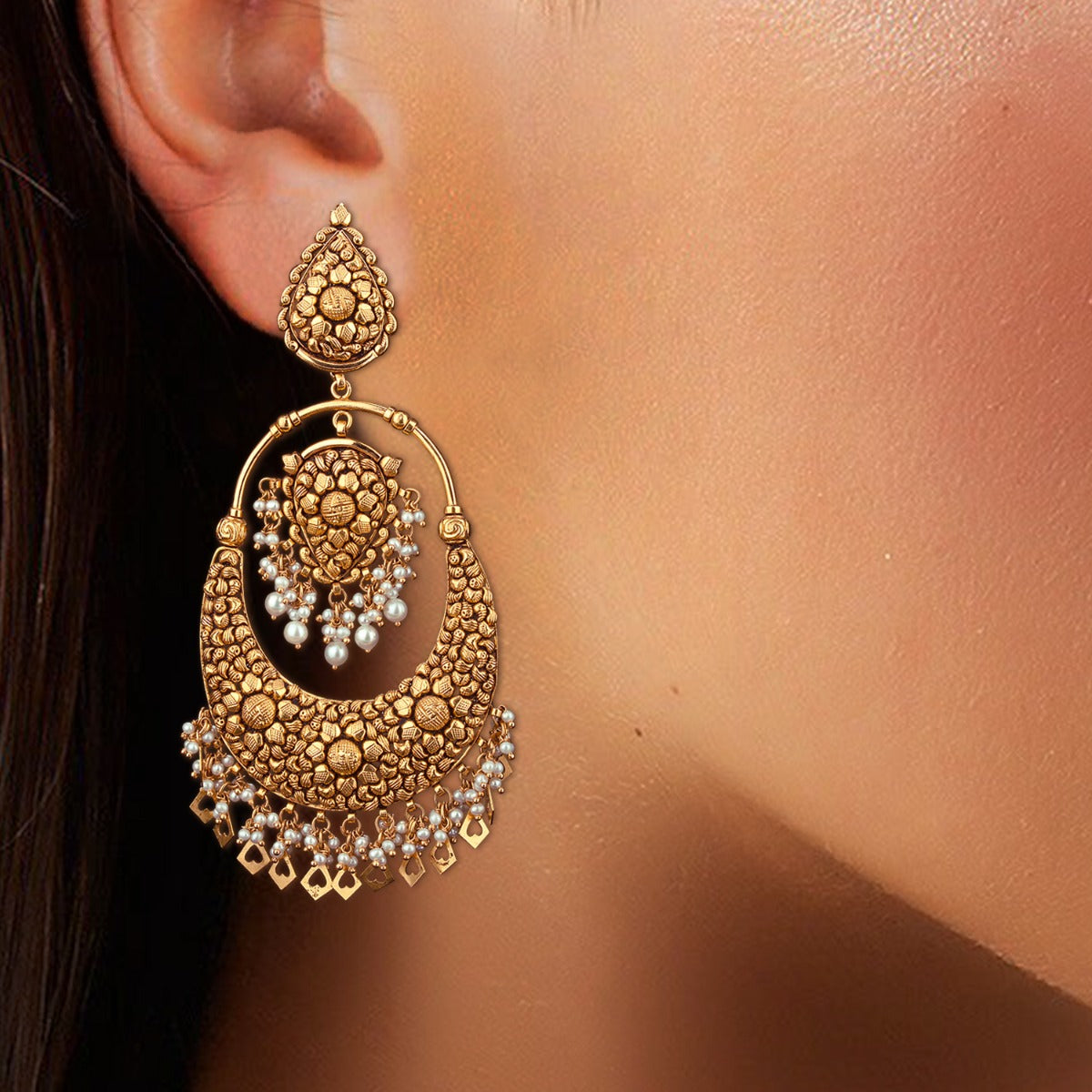 Ethnic Oversized Gold Chandbali