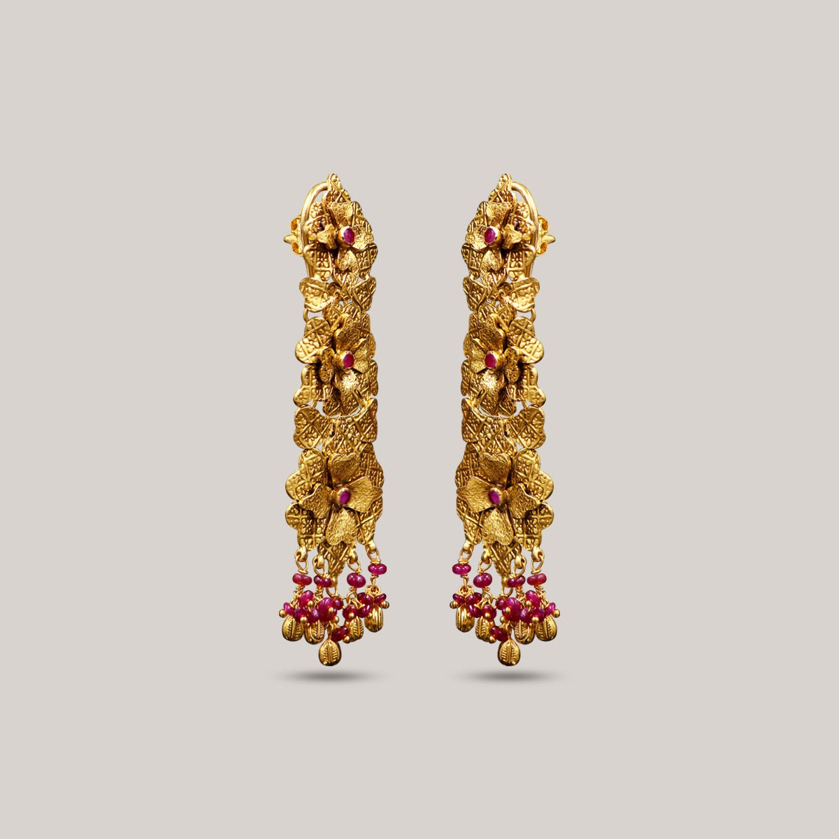Floral Motif Gold Earrings