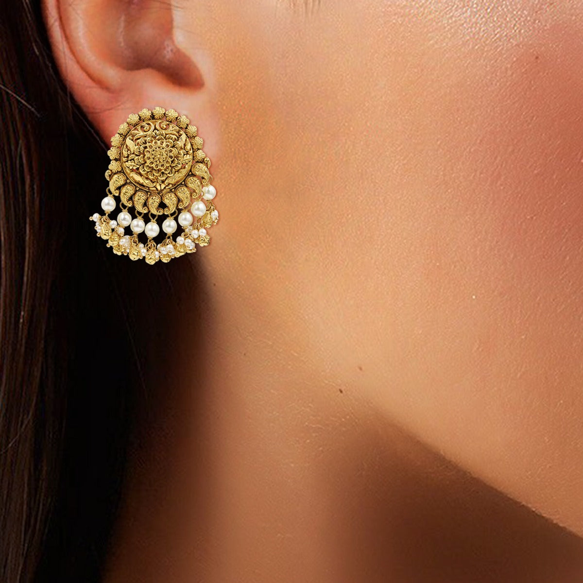 Misbah Floral Gold Earrings